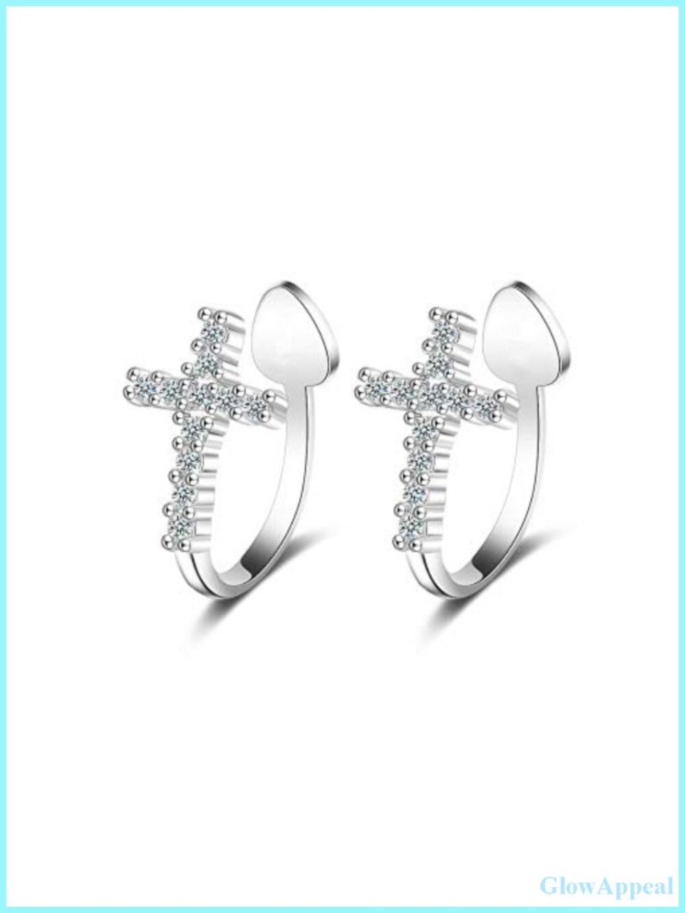 CZ Criss Cross Clip On Cuff Wrap Hoop Earrings 925 Sterling Silver Non-Pierced